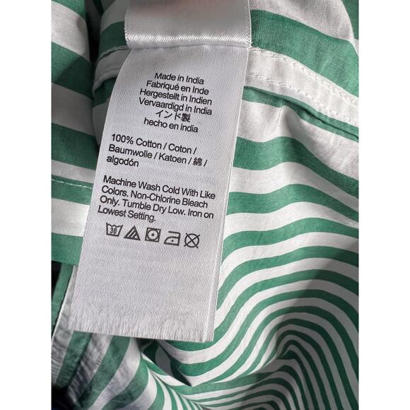 J. Crew Green Striped Cotton Belted Shirtdress Size 6 Button‎ Front Long Sleeve - Picture 5 of 7